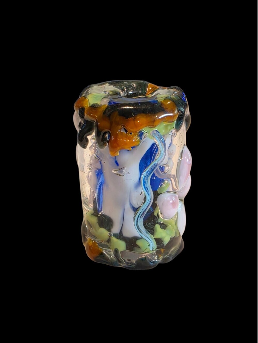 Handmade Lampwork Glass Bead Organic Floral Thick Wall Chunky Spacer Focal Bead